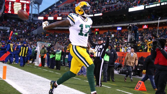 Davante Adams catches a game-winning throw from Brett Hundley in overtime on Dec. 10 to defeat the Cleveland Browns.
