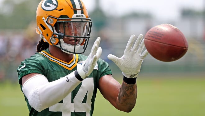 Defensive back Donatello Brown (44) during Green Bay Packers minicamp at Ray Nitschke Field Tuesday, June 12, 2018 in Ashwaubenon, Wis.