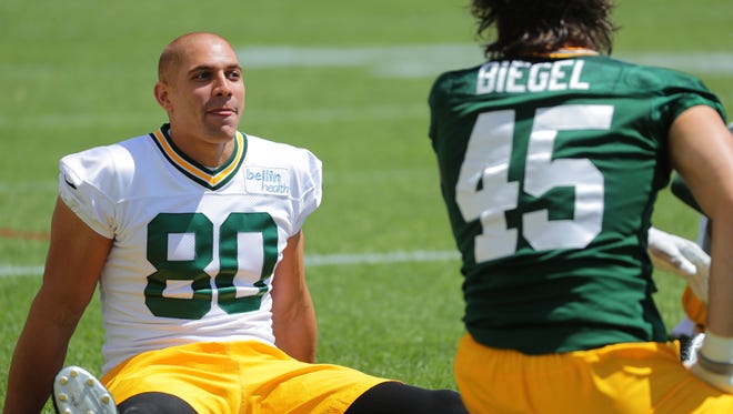 Green Bay Packers tight end Jimmy Graham (80) is shown during organized team activities Monday, June 4, 2018 in Green Bay, Wis.