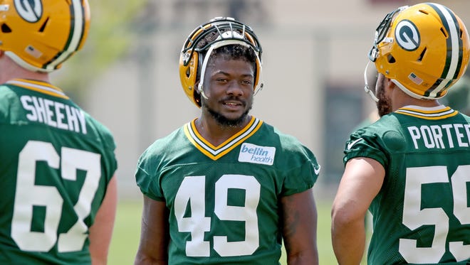Green Bay Packers linebacker Paris Bennett (49) during Green Bay Packers Organized Team Activities at Ray Nitschke Field Tuesday, May 22, 2018 in Ashwaubenon, Wis