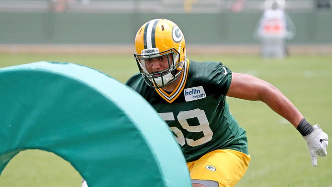 Linebacker Marcus Porter (59) during Green Bay Packers minicamp at Ray Nitschke Field Tuesday, June 12, 2018 in Ashwaubenon, Wis.