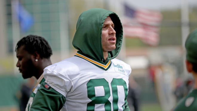 Green Bay Packers tight end Jimmy Graham (80) during Green Bay Packers Organized Team Activities at Ray Nitschke Field Tuesday, May 22, 2018 in Ashwaubenon, Wis