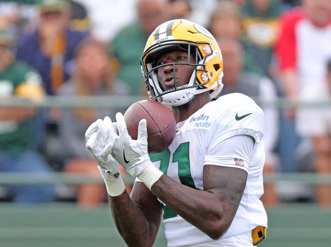 Green Bay Packers wide receiver Geronimo Allison (81) during Green Bay Packers Training Camp Thursday, August 2, 2018 at Ray Nitschke Field in Ashwaubenon, Wis