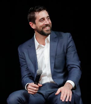 Green Bay Packers quarterback Aaron Rodgers appears at the Prevea Runway for Life - The Grande Finale, a fundraiser for Families of Children with Cancer Inc.,  in 2019 in Ashwaubenon.
