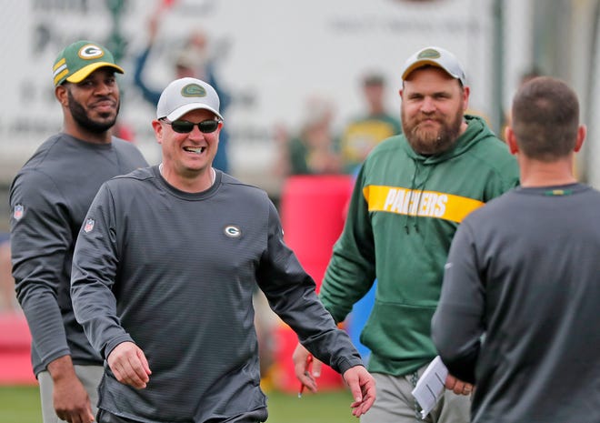 Green Bay Packers offensive coordinator Nathaniel Hackett during practice at Clarke Hinkle Field on Wednesday, May 29, 2019 in Ashwaubenon, Wis.