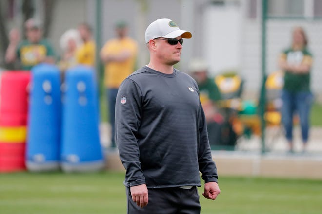 Green Bay Packers offensive coordinator Nathaniel Hackett during practice at Clarke Hinkle Field on Wednesday, May 29, 2019 in Ashwaubenon, Wis.