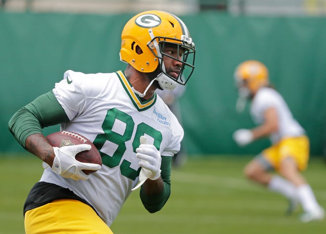 Green Bay Packers tight end Marcedes Lewis (89) during practice at Clarke Hinkle Field on Wednesday, May 29, 2019 in Ashwaubenon, Wis.