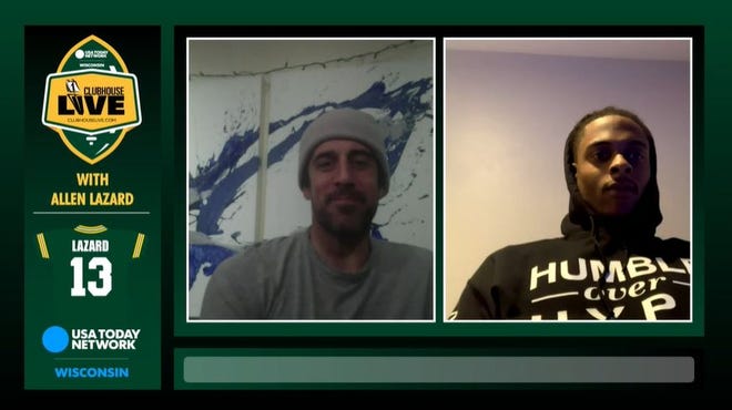 Green Bay Packers quarterback Aaron Rodgers (left) and wide receiver Davante Adams (right) were the guests on Monday's Clubhouse Live. Packers wide receiver Allen Lazard co-hosted the show.
